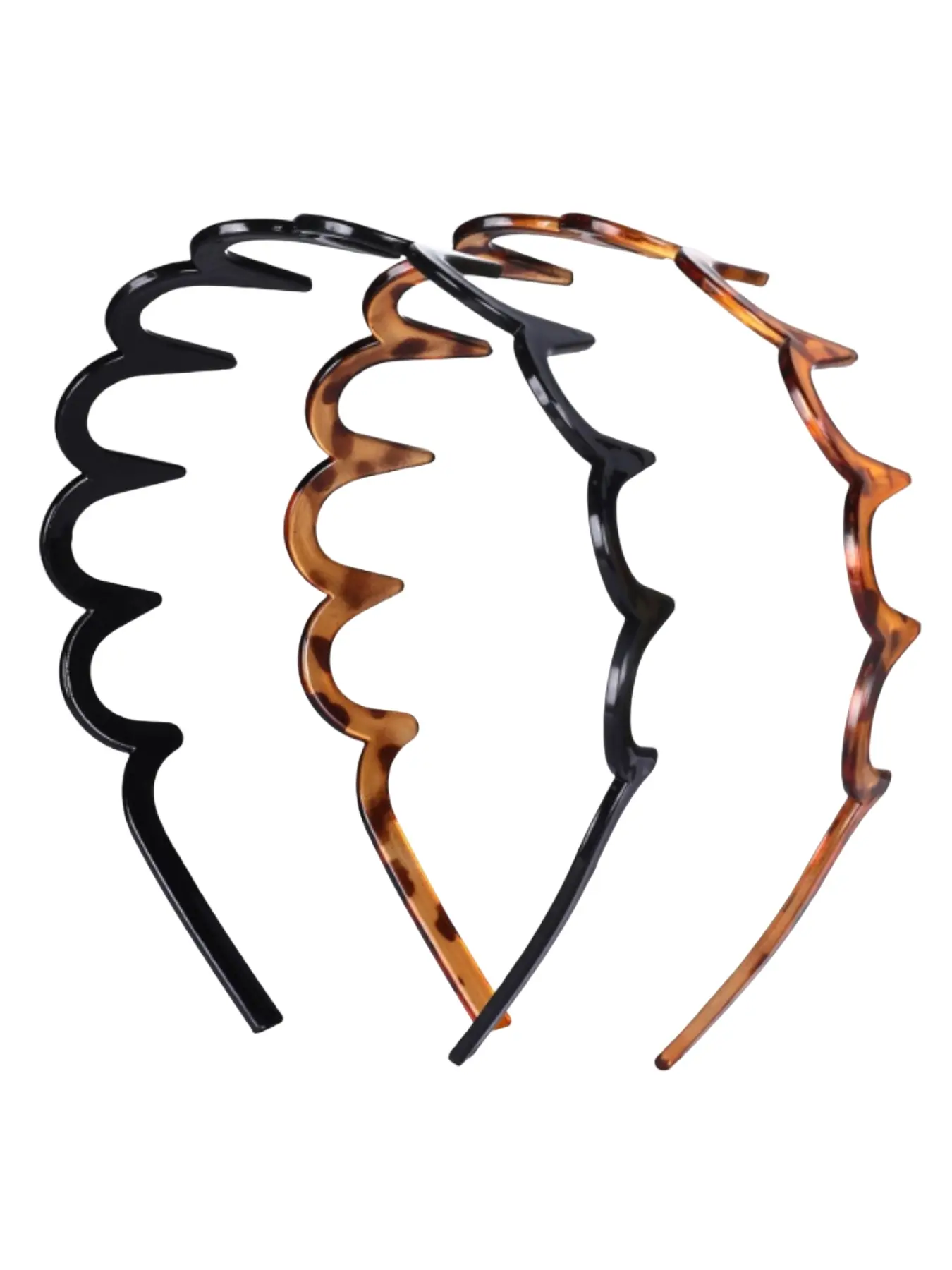 2-Pack Women's Zigzag Headbands, Non-Slip Wavy Plastic Hair Comb Bands with Teeth, U-Shape Style Hair Accessories, and Gift Set