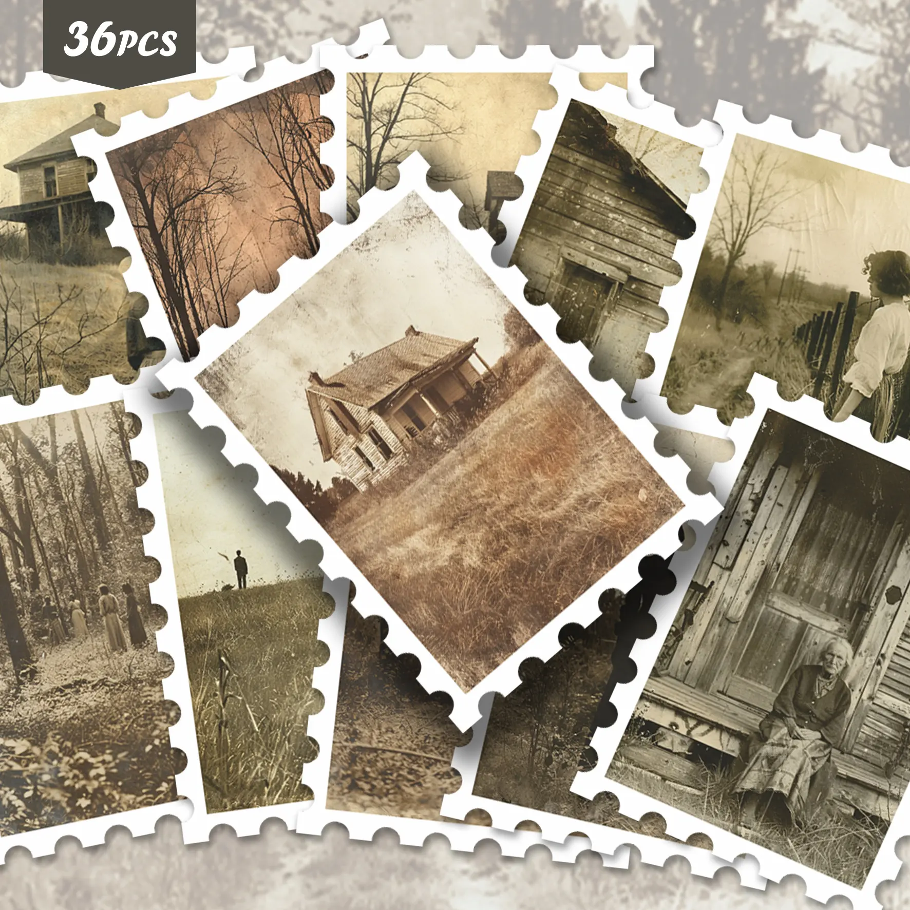 36 pieces of old dark wind stamp stickers retro supernatural atmosphere DIY hand account card decoration stickers