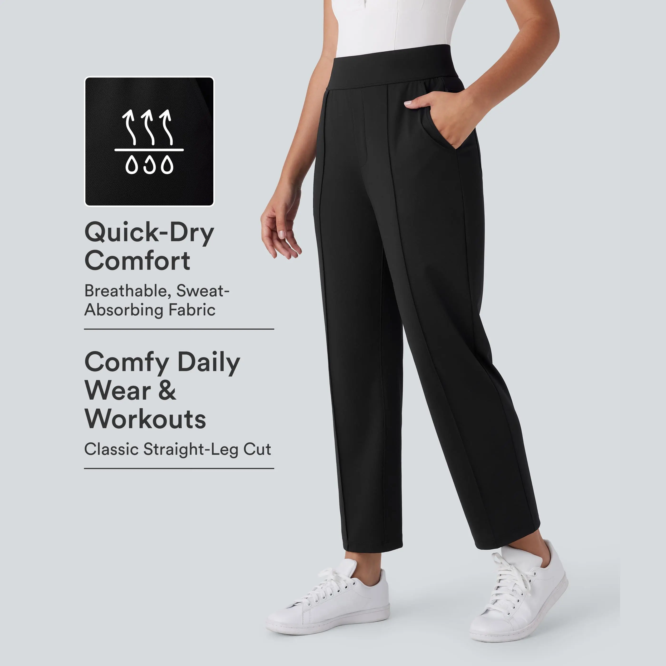 Halara Mid High Waisted Pockets Quick Dry Golf Pants-Golf Tee-UPF40+ Halara Mid High Waisted Pockets Quick Dry Golf Pants-Golf Tee-UPF40+