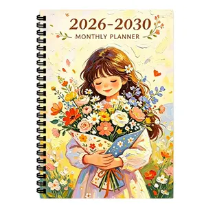 A 2026-2030 monthly calendar, bouquet art design planner, very suitable for academic and personal use, monthly schedule, task notebook, themed notebook