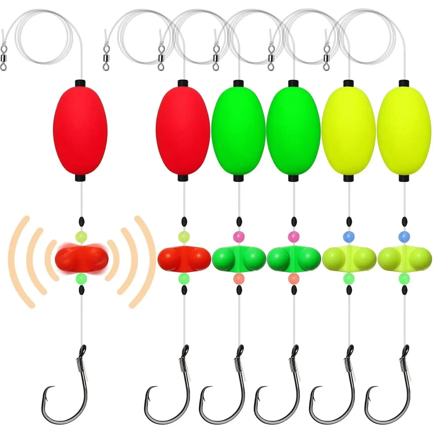 Pre-Tied Catfish Rig System, 23in 55LB Santee Cooper Adjustable Rig with EVA Float, High Carbon Hooks (5/0,6/0,8/0) for River & Bank Fishing, Adjustable Line, Eva Floats
