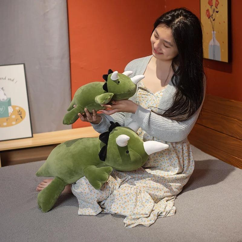 Cute Dinosaur Weighted Plush Toy Cartoon Game Character Pink Green Dinosaur Soft Stuffed Pillow For Kid Christmas Birthday Gift