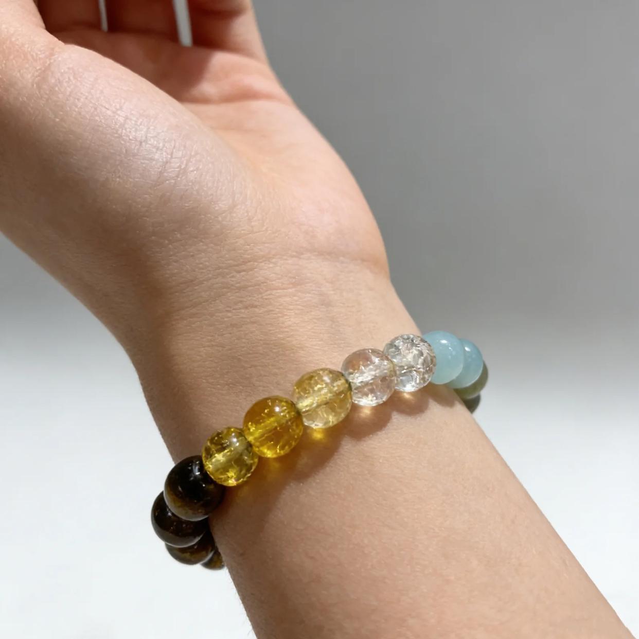 Crystal Money Attraction Bracelet with Tiger Eye, Malachite & Citrine Beaded Jewelry for Prosperity, Ideal Gift Jewelry for Men and Women, Mother's Day Gift