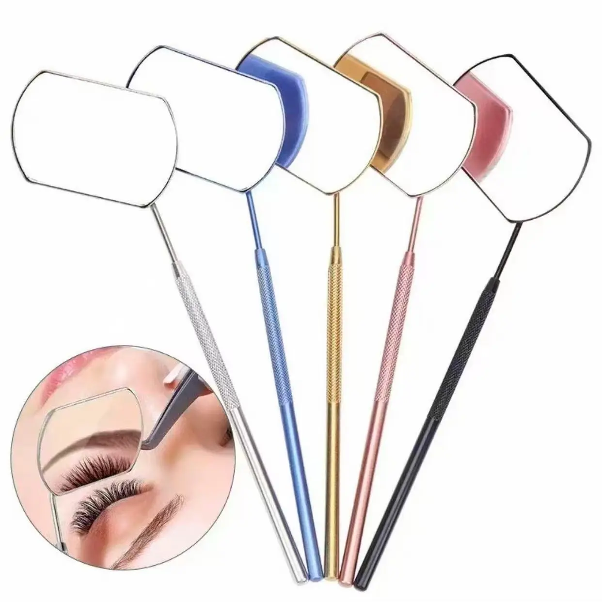 Eyelash Extension Mirror Long Handle Beauty ToolFalse Evelashes Extender Makeup Mirror SupplierHigh-Quality Cosmetic Accessory, MirrorHandheld,Handheld Mirror With Handle