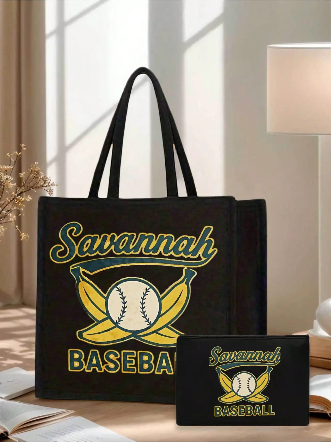 Fun Baseball Banana Pattern Handbag, Coin Purse, Letter Bag, Zipper Bag, Personalized Gift Packaging, Multifunctional Cartoon Bag
