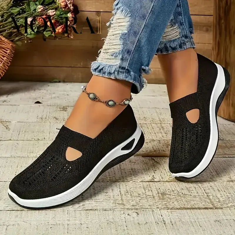 MOVRA1 5-11.5 Women's Cut-Out Sneakers - Breathable & Lightweight-On Walking Shoes, Non-Soft Sole, Comfortable Lining, Available in Multiple - Perfect All Seasons, Shoe Accessories