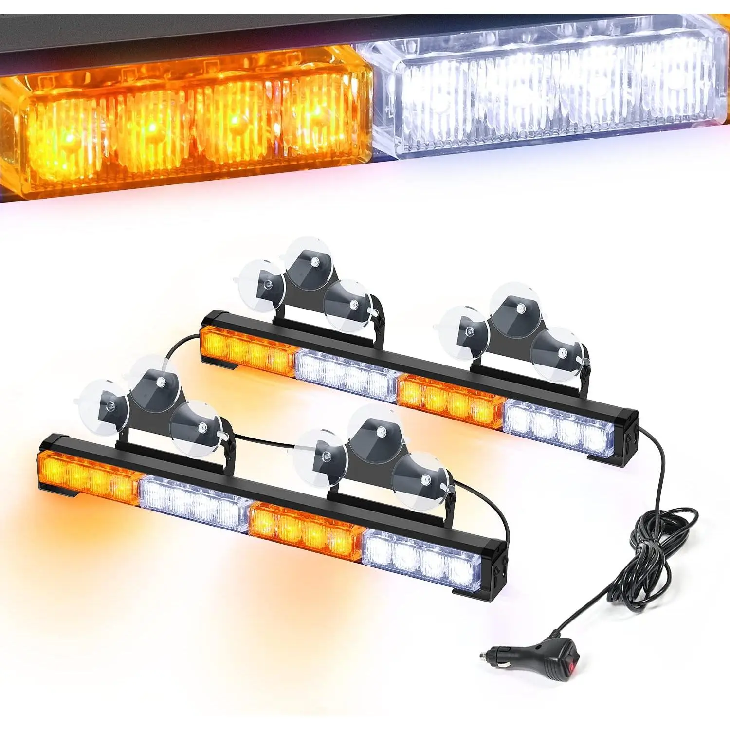 Nilight 2-in-1 17in 32 LED Traffic Advisor Strobe Bar, 23 Flash Patterns Directional Safety Warning Light with Cigar Lighter, Vehicle Accessory for Trucks, Construction Vehicles