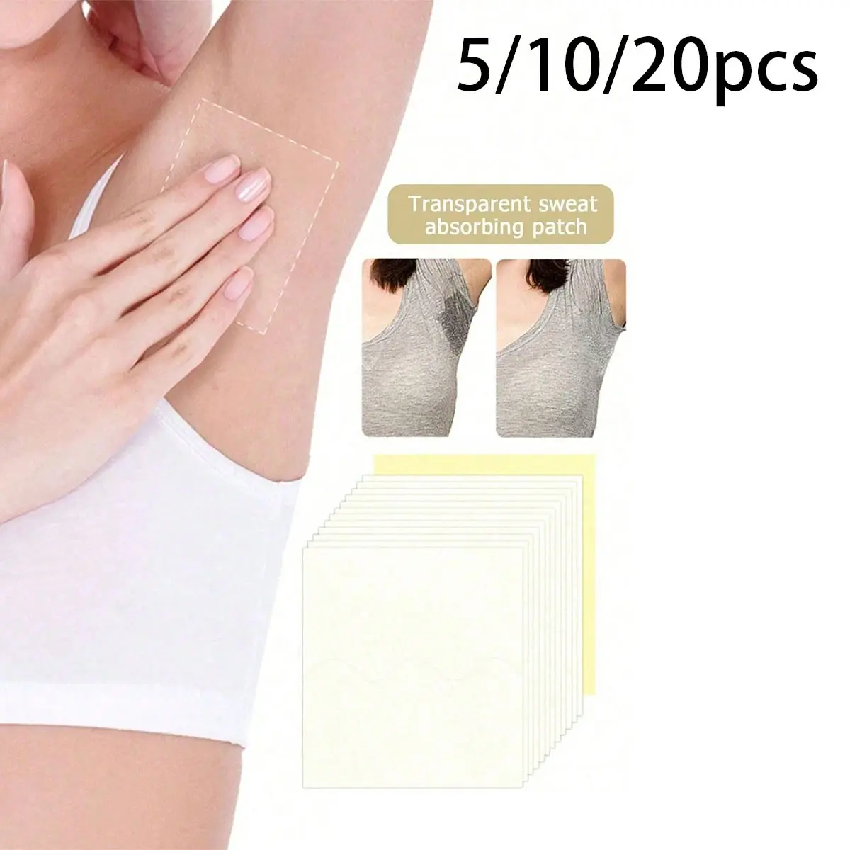 Transparent Sweat Patches, Invisible Breathable Sweat Stickers, Lightweight Comfortable, Easy to Use, Ideal for Summer Travel, Sports, Outdoor Activities, Body Care
