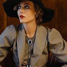 Milacolato Bolo Tie,Handmade Vintage Bolo Ties for Men Western Cowboy Leather Necktie with Natural Tiger Eye Stone Costume Accessories for Men Women 6Pcs