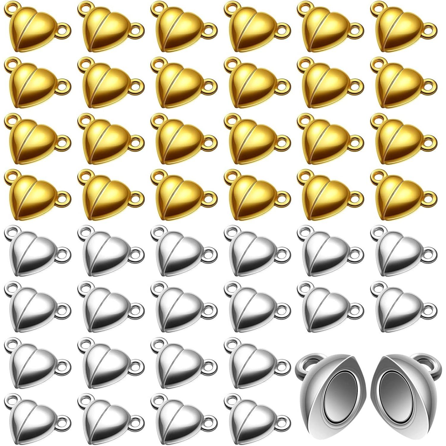 48 Pieces Heart Shaped Magnetic Clasps for Jewelry Gold Silver Bracelet Clasps Closures Magnetic Breakaway Converter for Bracelet Necklace DIY Making Wedding Jewelry Accessories,Car Interior Accessories