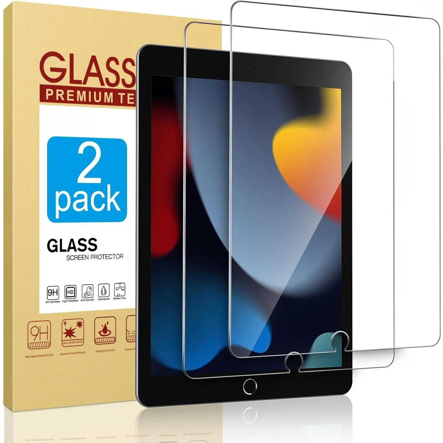 Screen Protector for iPad 9th 8th 7th Generation 10.2 inch 2 Pack