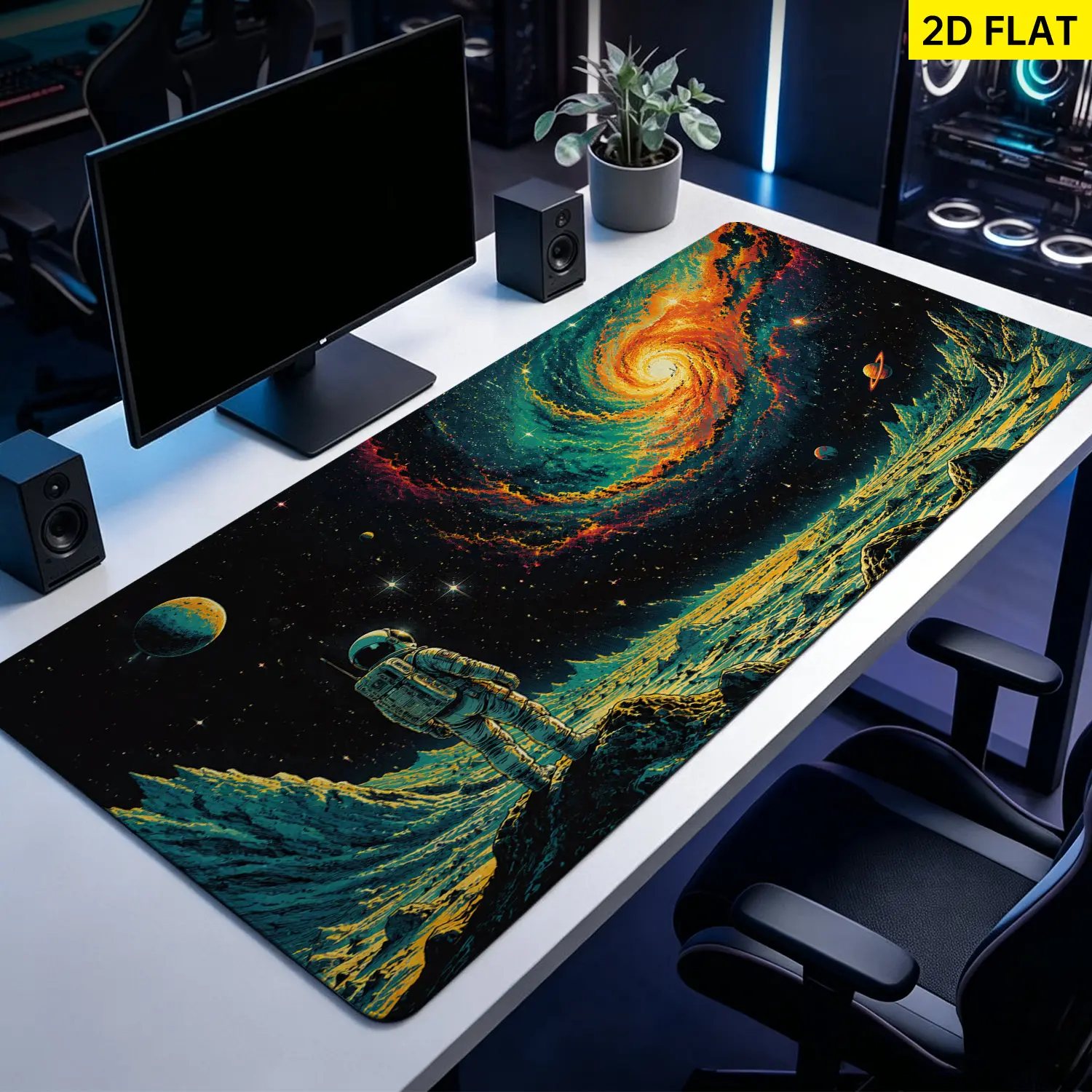 Extra Large astronaut galaxy space theme Mouse Pad,Non Slip Rubber Pad,Desktop Decoration Drotection Pad,Washable,Lock Edge Multi Size,Premium Multipurpose Mousepad For Home,Office,Gift for Family and Friends