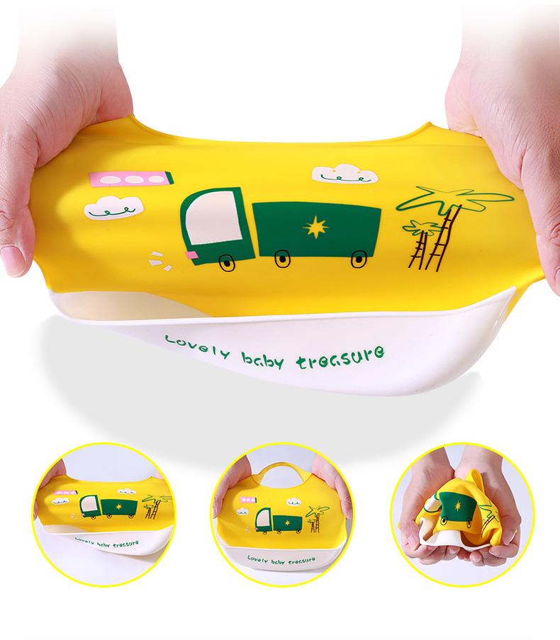 Food Grade Silicone Baby Bib, Ultra Soft Waterproof Feeding Bib for Toddlers