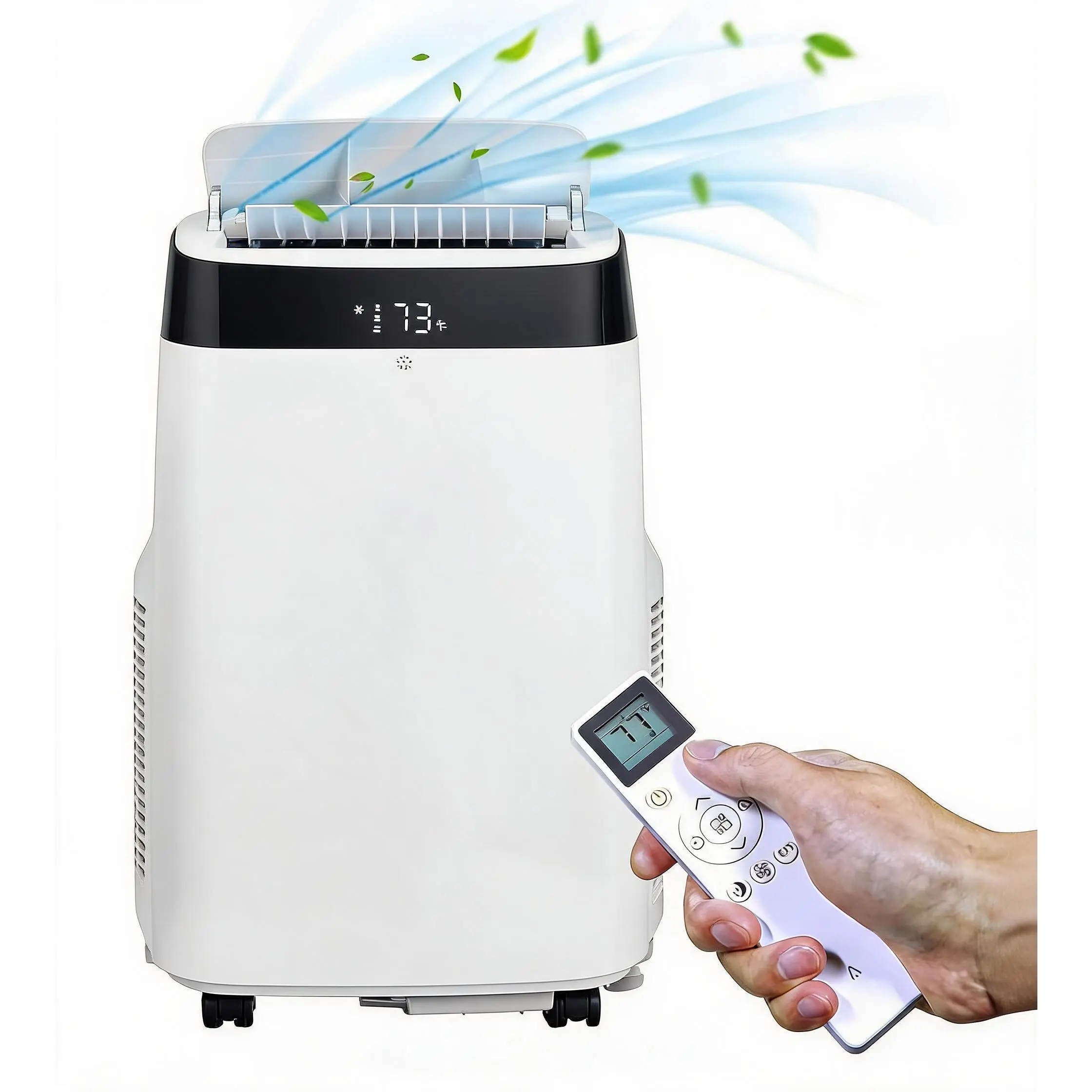 14,000 BTU Portable Air Conditioner - Quiet 3-in-1 Large Room Solution, Cools 750 Sq.Ft, Dehumidifies, Fan, LED Touch, Remote Control, Installation Kit