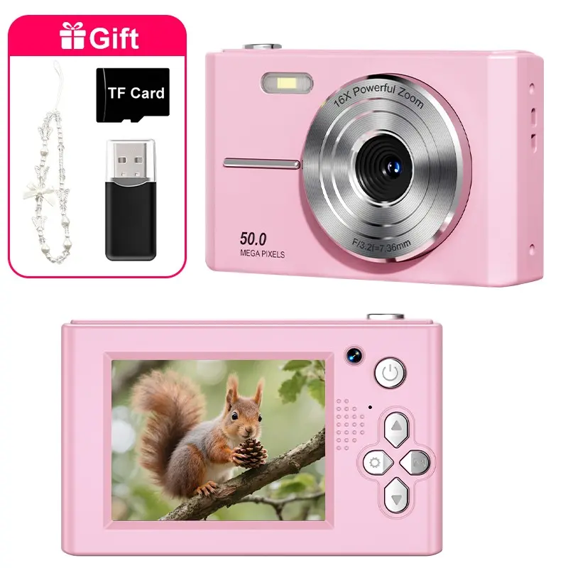 Digital Camera, Camera for Beginner with 2.4inch Screen, 720P Autofocus Vlogging Camera with Dual Lens, Photo Capture, Video Recording, Memory Card, Anti-Shake, Mega Pixels, Powerful Zoom, Compact Point and Shoot Digital Cameras