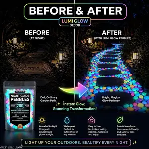 200pcs/600pcs Creative DIY Colorful Glow Garden Stones, Night Light Pebbles, Outdoor Courtyard & Aquarium Decor