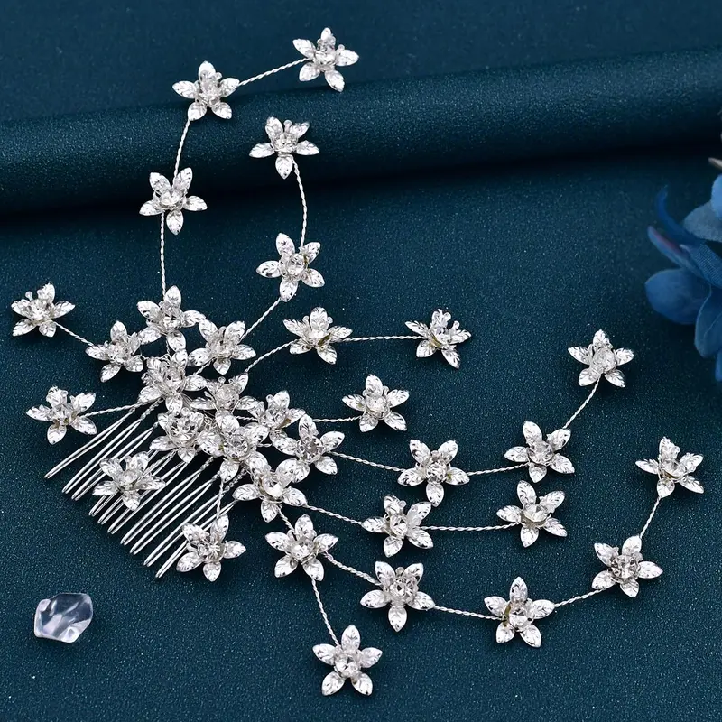 Elegant Rhinestone Decorated Bridal Headwear, Exquisite Trendy Hair Comb, Fashionable Hair Accessories for Wedding Party Decoration, Tiara
