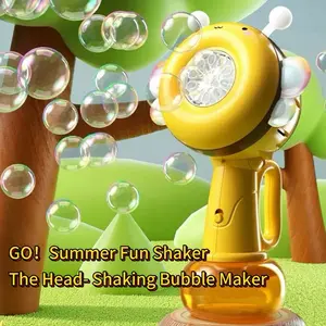 Bee Bubble Machine Toy, 10-Hole Automatic Light Shaking, Rechargeable Battery, Ages 3-10, No Bubble Solution Included