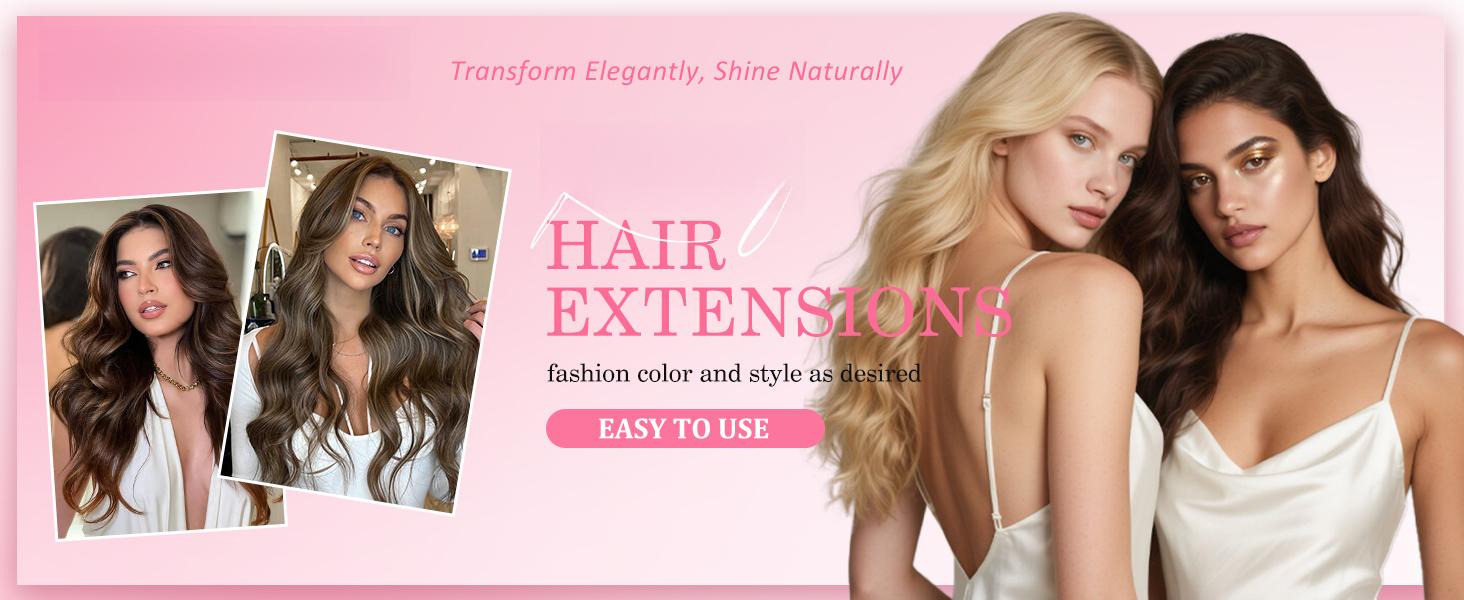 Clip in Hair Extensions Real Human Hair Seamless Balayage Human Clip ins Extensions for Women Invisible Straight 8Pcs Double Weft Dark Brown Highlight Chestnut Brown 16inch 90g