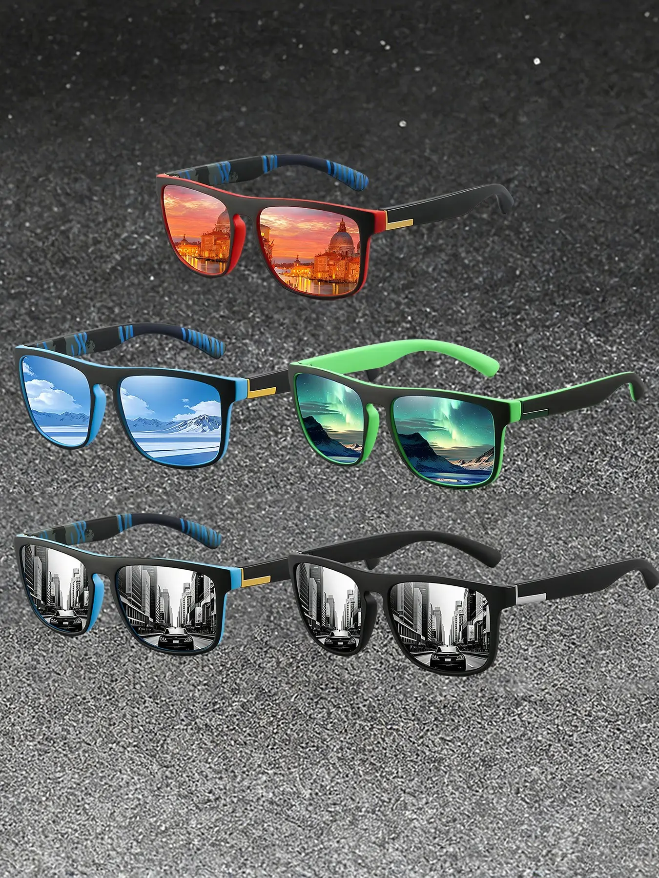 5 pairs of couple item color blocking fashionable glasses,multi-color selection,lightweight design,unisex PC lenses,suitable for daily use and parties,versatile trend glasses