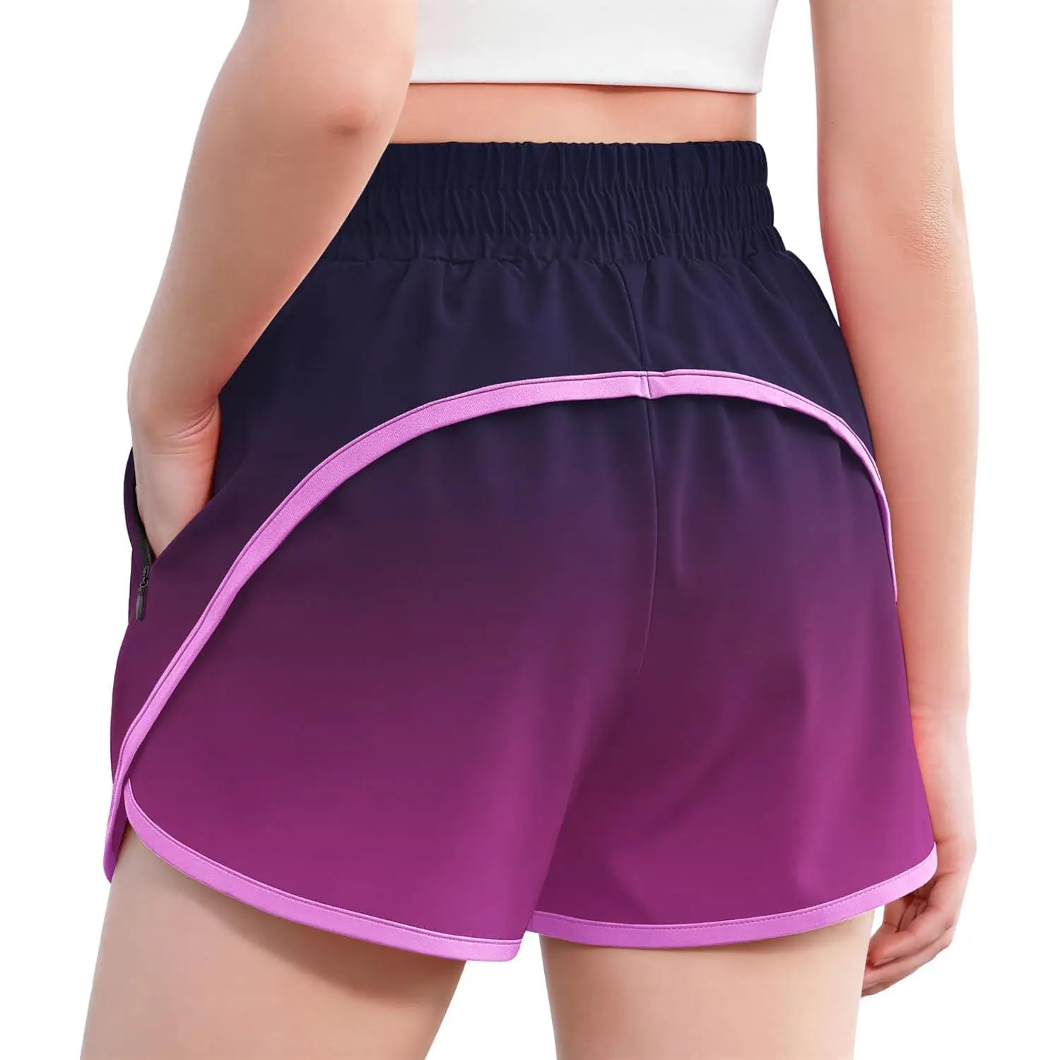 Girls' 2 In 1 Athletic Shorts with Zipper Pockets & Liner - Child Sizes, Multi-Sport Fit Kids' Sports Clothing for Soccer & Futsal, Shorts With Liner, No, No Warning Applicable