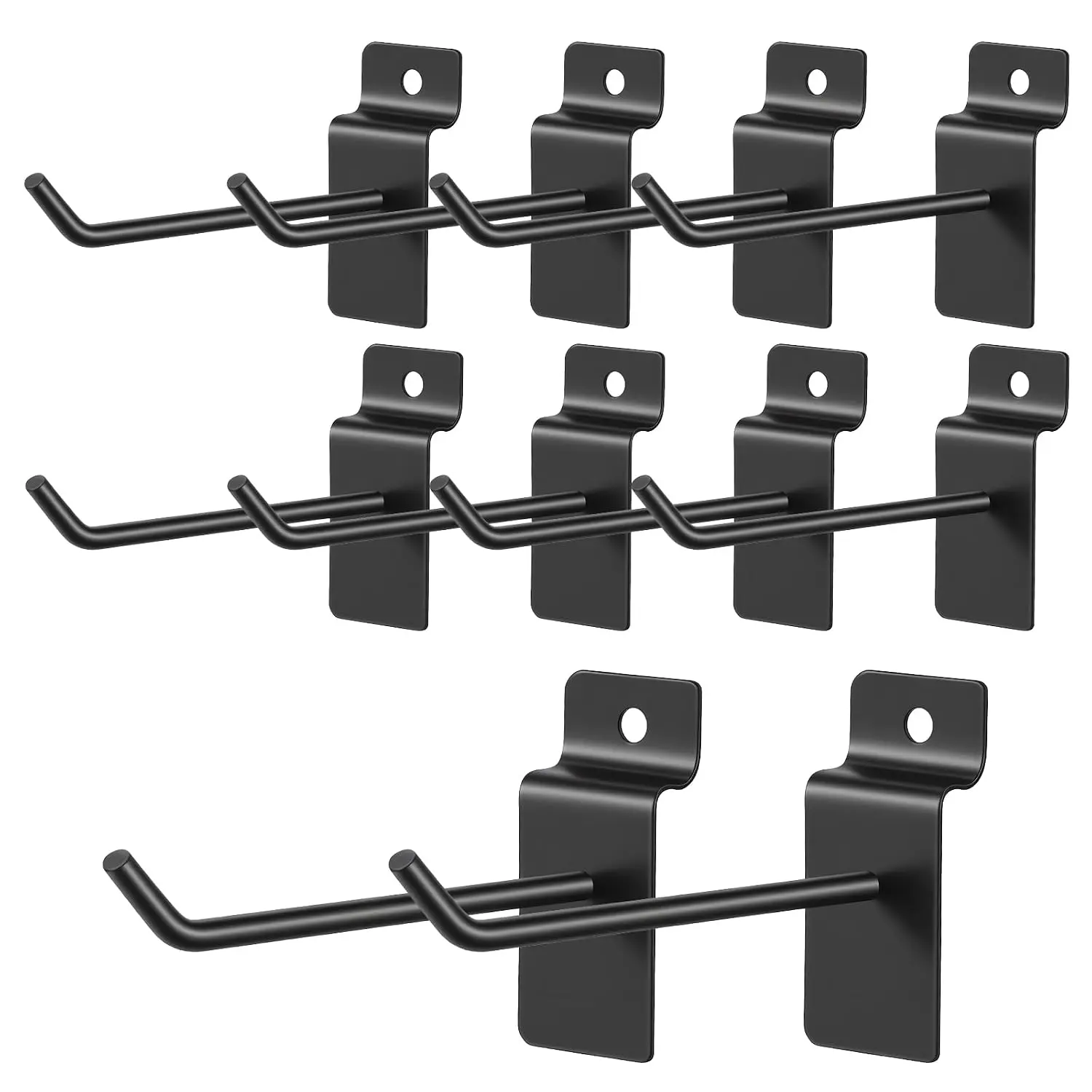 10 count 4 Inch Slat Wall  Hooks, J Shaped Heavy Duty Slat wall Hooks Slatwall Accessories for Garage Shop Retail Display (Black)