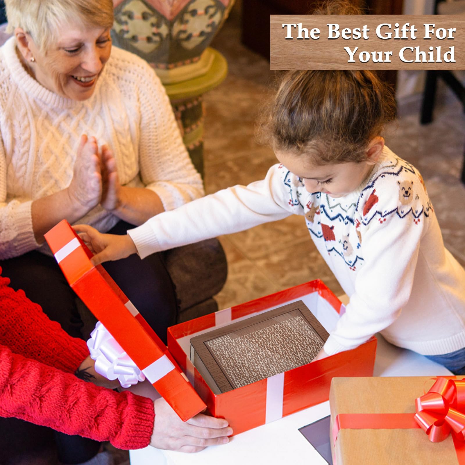 Cash Vault Wooden Savings Box, 2026 New Savings Challenge Box, Wooden Money Saving Box Money Box with Counter, Money Saver with Money 10000 Savings Target and Numbers