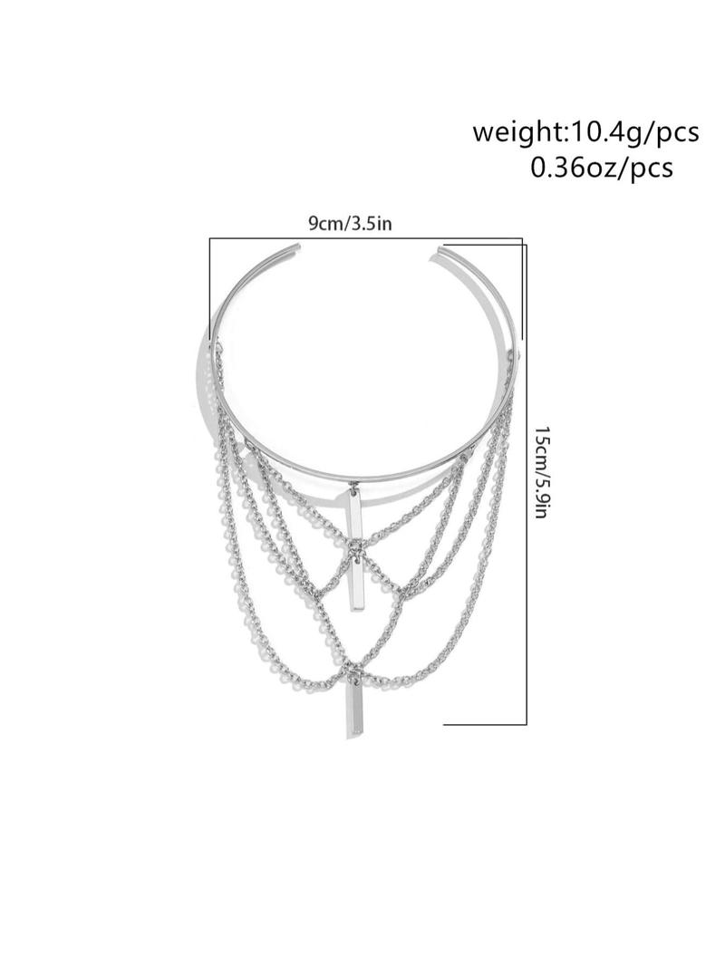 Women's Chain Decor Metal Arm Cuff, Fashion Accessories For Party, Open Armband Summer Beach Party Arm Jewelry For Women And Girls