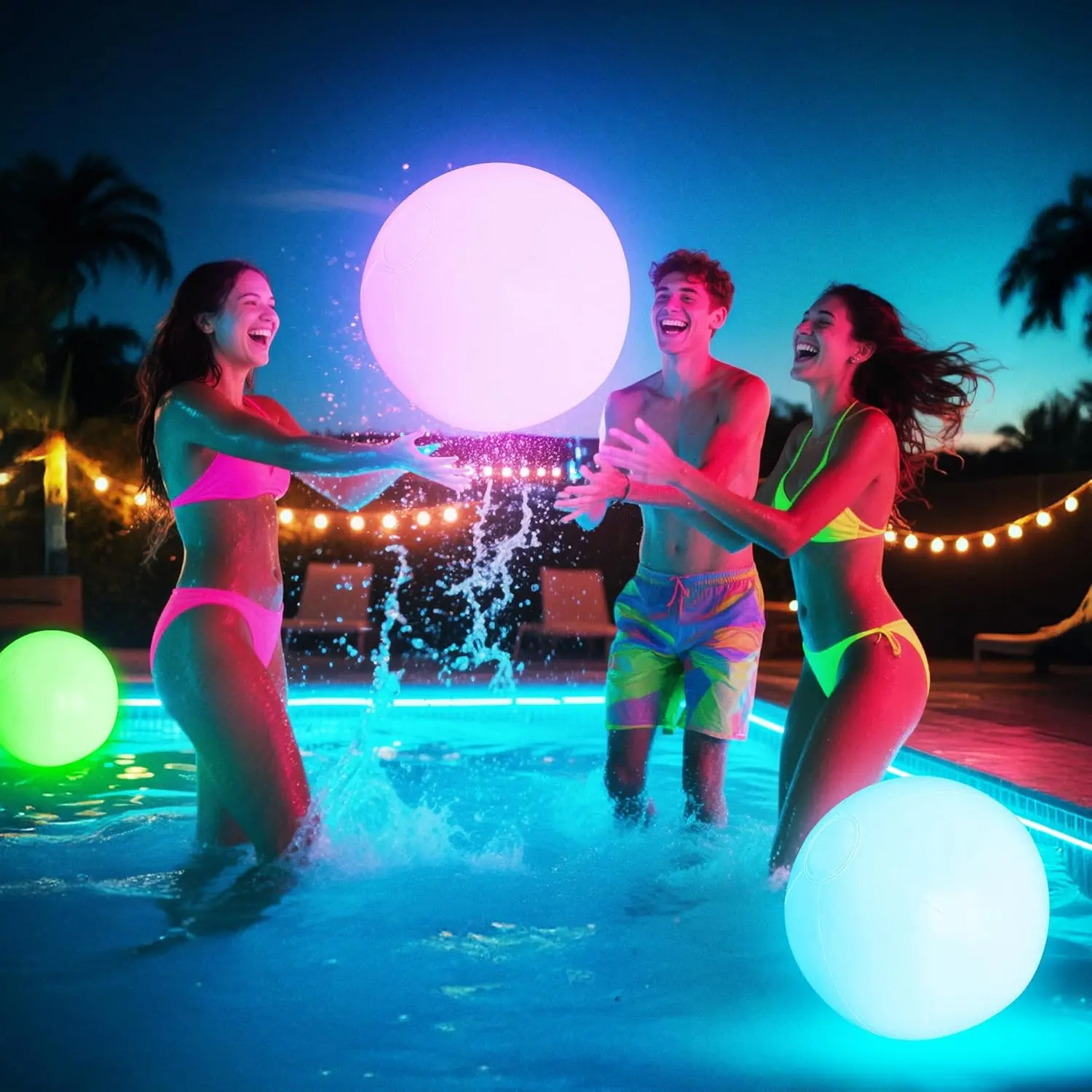 16" Light Up Beach Ball - Glow in The Dark LED Balls with 8 Modes, Pool Games for Adults Teens Kids, Indoor Outdoor Party Activities Fun (1/2/4 Pack)
