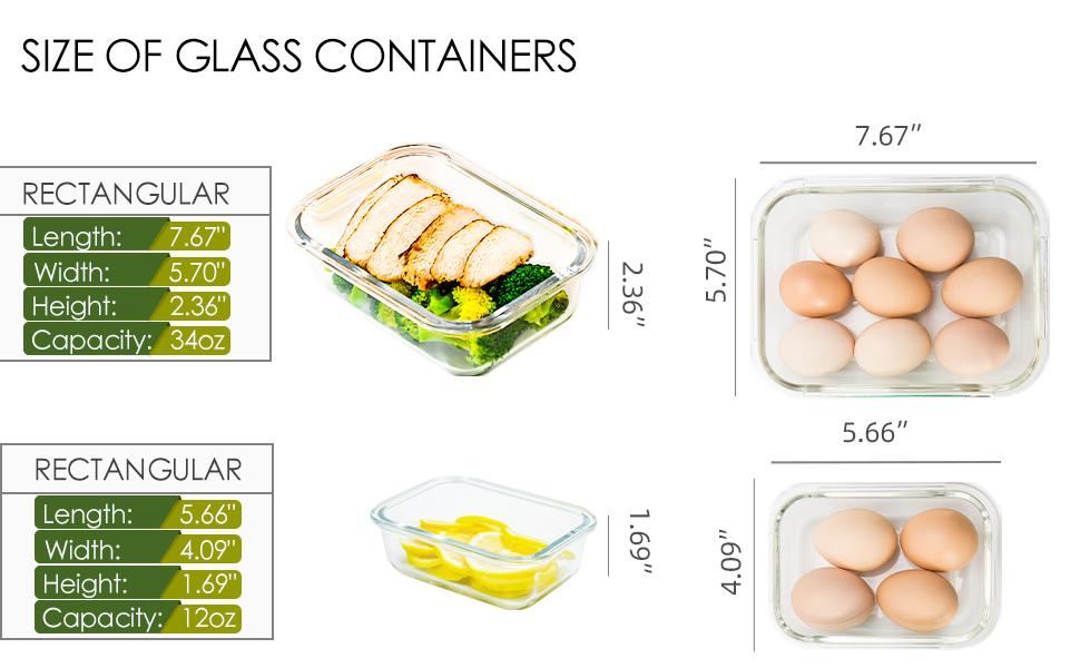 10 Pack Glass Food Storage Containers with Lids Leakproof, Airtight Glass Meal Prep Containers For Lunch, On The Go, Leftover, Dishwasher Safe