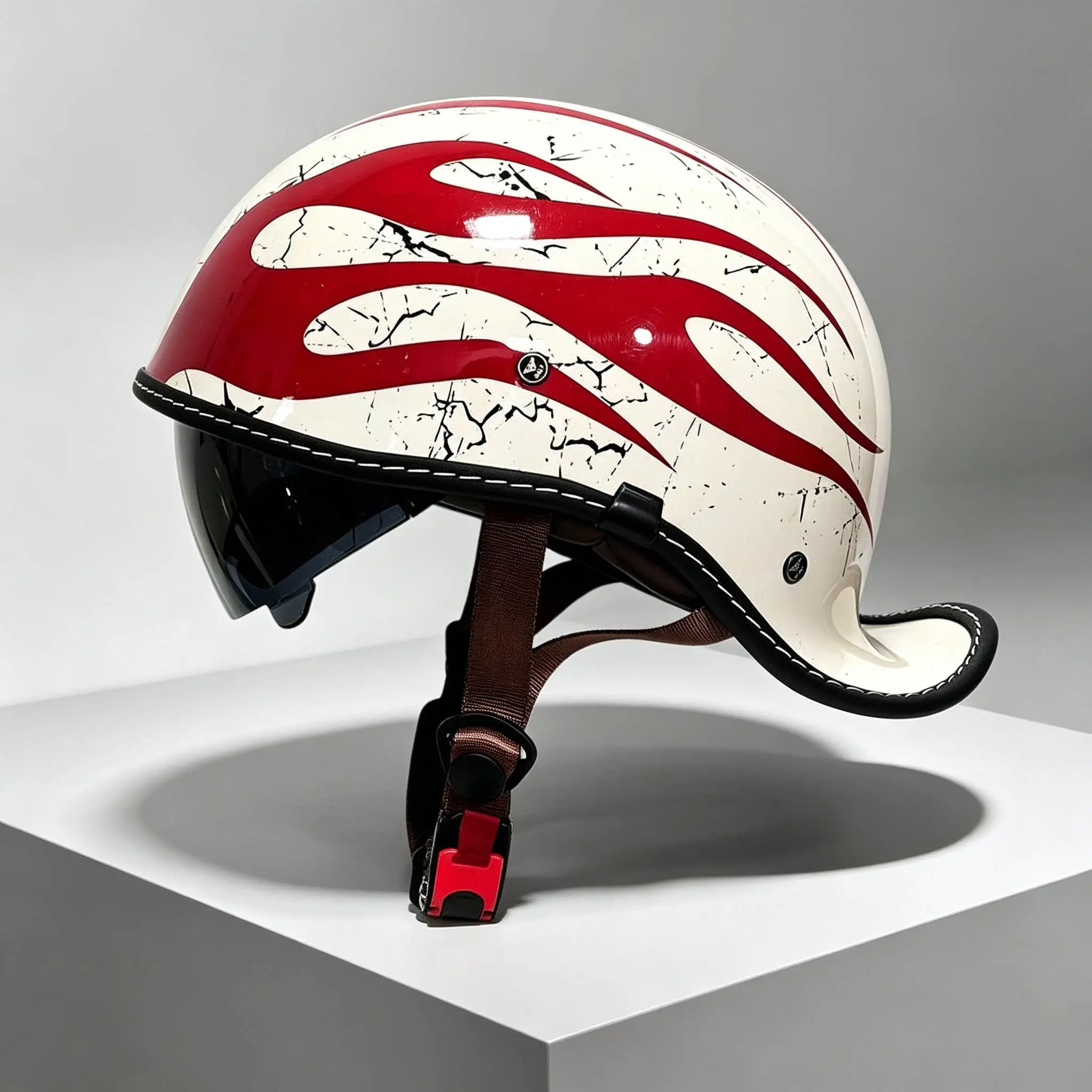 American Retro Tail-Up Half Helmet, Unisex Lightweight Motorcycle Helmet, All-Season Safety Gear, Cruise Bike Riding Protector