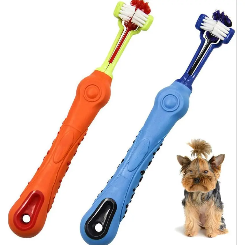2pcs 3-Sided Toothbrush 360° All-Around Cleaning with Soft Bristles for Gentle Care Dog Toothbrush Removing Bad Breath Tartar Cleaning Mouth Pet Dental Care Cat Cleaning Mouth Pet Essentials
