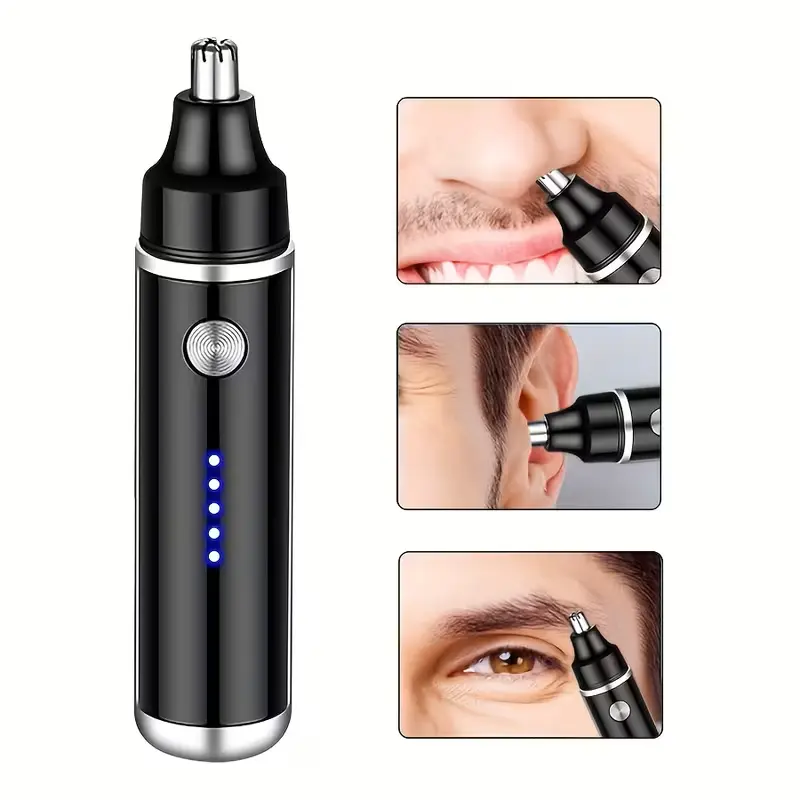 Cordless Nose Trimmer - Stainless Steel, USB Rechargeable, Compact, Quiet Motor, Unisex, Travel-Ready, Daily Care Tool, Suitable for Eyebrow Grooming, Father's Day Gift Option