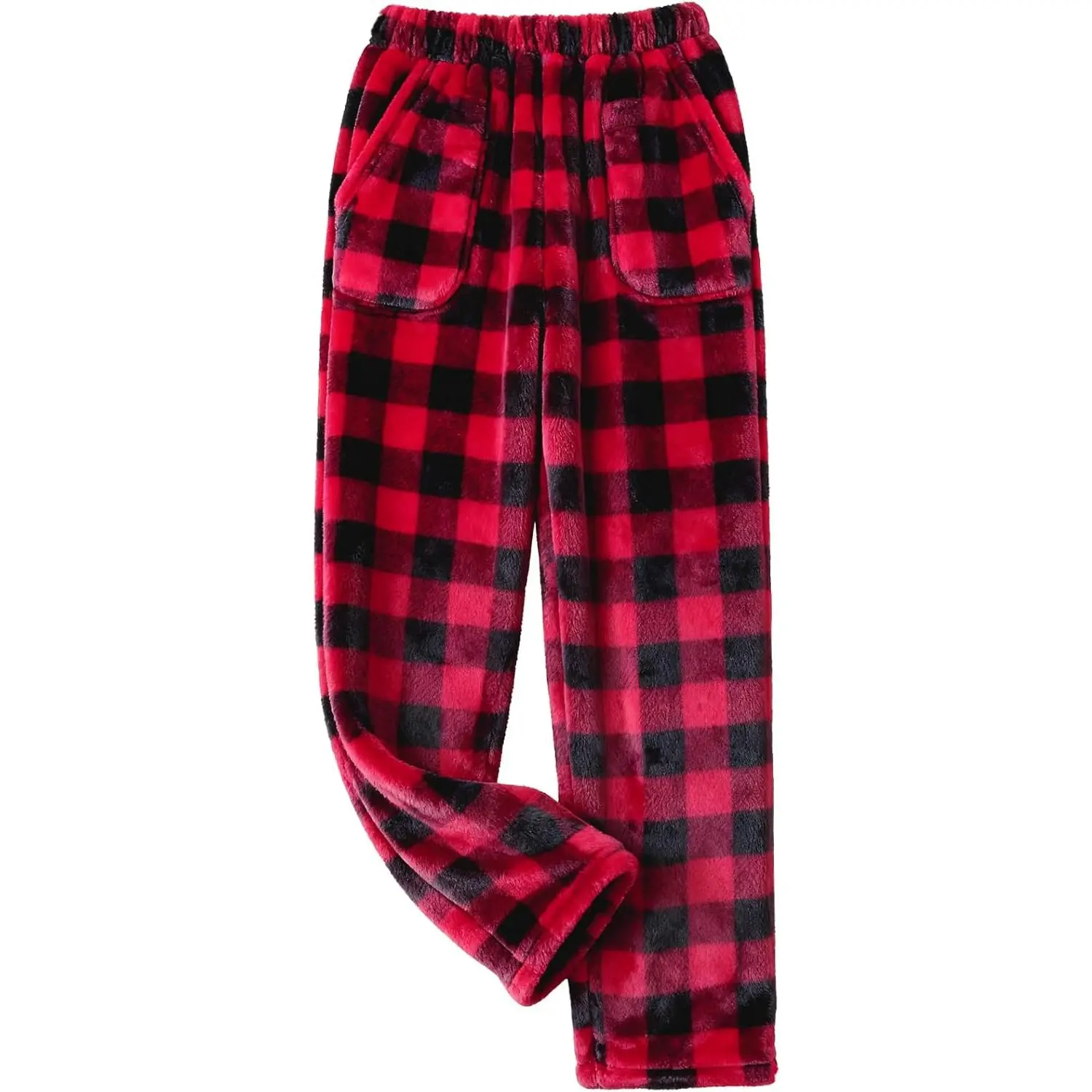 Women's Plaid Pajama Pants, Cozy Fluffy Fleece Thermal Loungewear Bottoms with Pockets, Warm Winter Sleepwear, Flannel, Pajama Set, Pyjamas