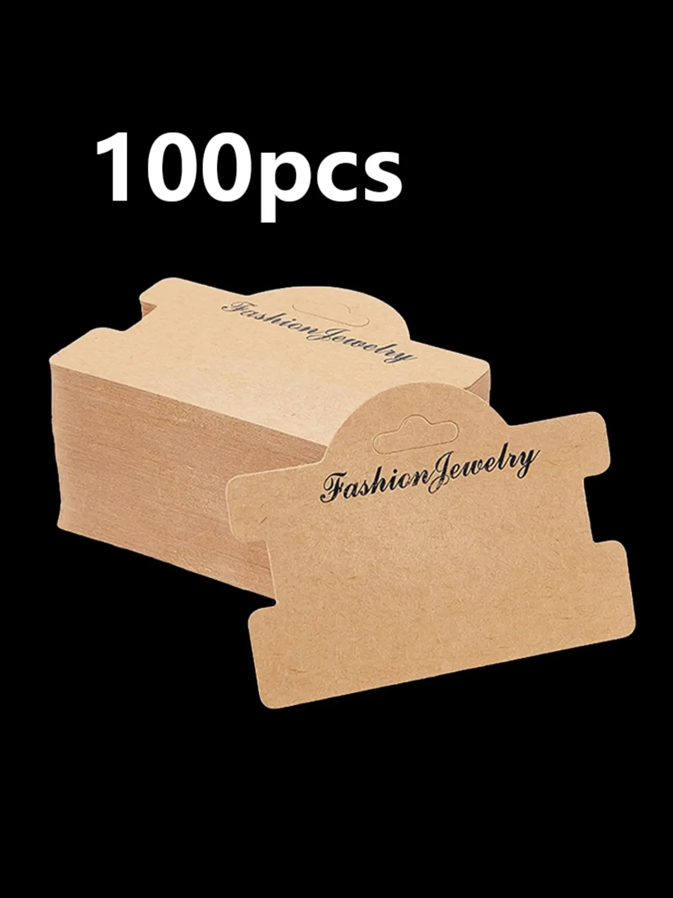 100pcs Kraft Paper Bracelet Necklace Display Cards, Fashion Jewelry Printed Design Tags, DIY Packaging Cards for Jewelry, Ideal for Gift Wrapping, Jewelry Presentation, Kraft Material