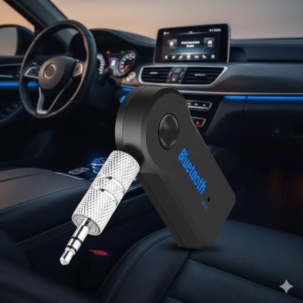Universal Bluetooth 5.0 Car Audio Adapter with AUX, Wireless Music Receiver & Hands-Free Microphone for Phone Calls, Upgrade Your Car Stereo System, Car Connectivity Adapter