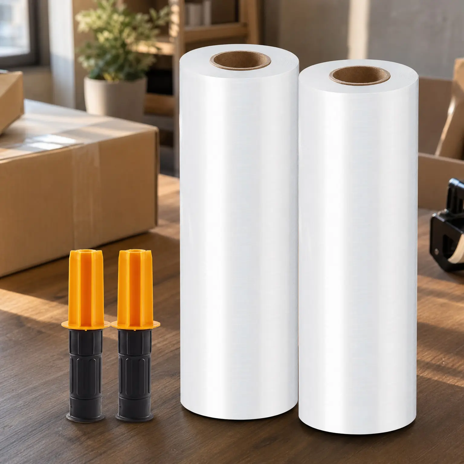 Industrial Strength Clear Stretch Wrap Film 15 Inch x 1000ft, 2 Pack with Handles - Plastic Pallet Wrap for Moving, Shipping, Storage, FurnitureGift
