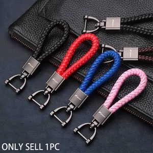 Car Logo Metal Leather Braided Rope Keychain, Universal Car Key Holder for Lexus Models, Durable Automotive Accessory