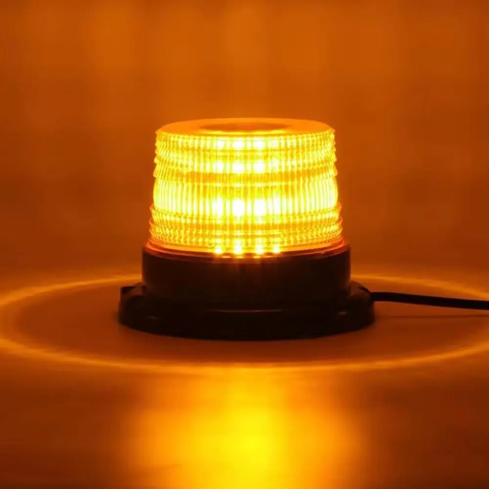IP67 Waterproof LED Amber Strobe Beacon Light, Magnetic Mount Emergency Warning Flashing Light, 12V 24V Safety Hazard Lamp for Truck, Tractor, Forklift, School Bus