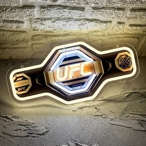Printed Belt Pattern Sign Glowing Wall Mount Neon Wall Decoration Light USB Powered and Dimmable Neon Light for Decoration Bedroom Boxing Wrestling Club Party Man Cave Novelty Lighting