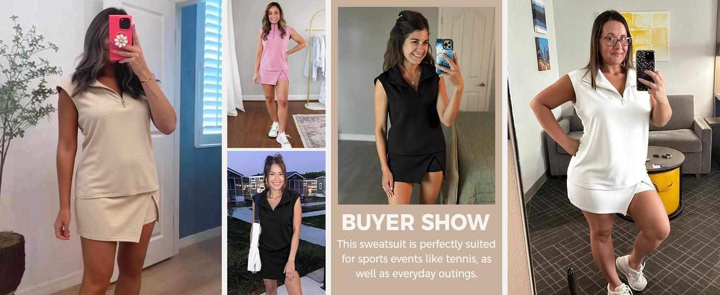 Fashare Womens 2 Piece Skirt Sets Summer Sleeveless Half Zip Sweatshirt Athletic Skorts Tennis Outfits Casual Sweatsuits Fashare Womens 2 Piece Skirt Sets Summer Sleeveless Half Zip Sweatshirt Athletic Skorts Tennis Outfits Casual Sweatsuits