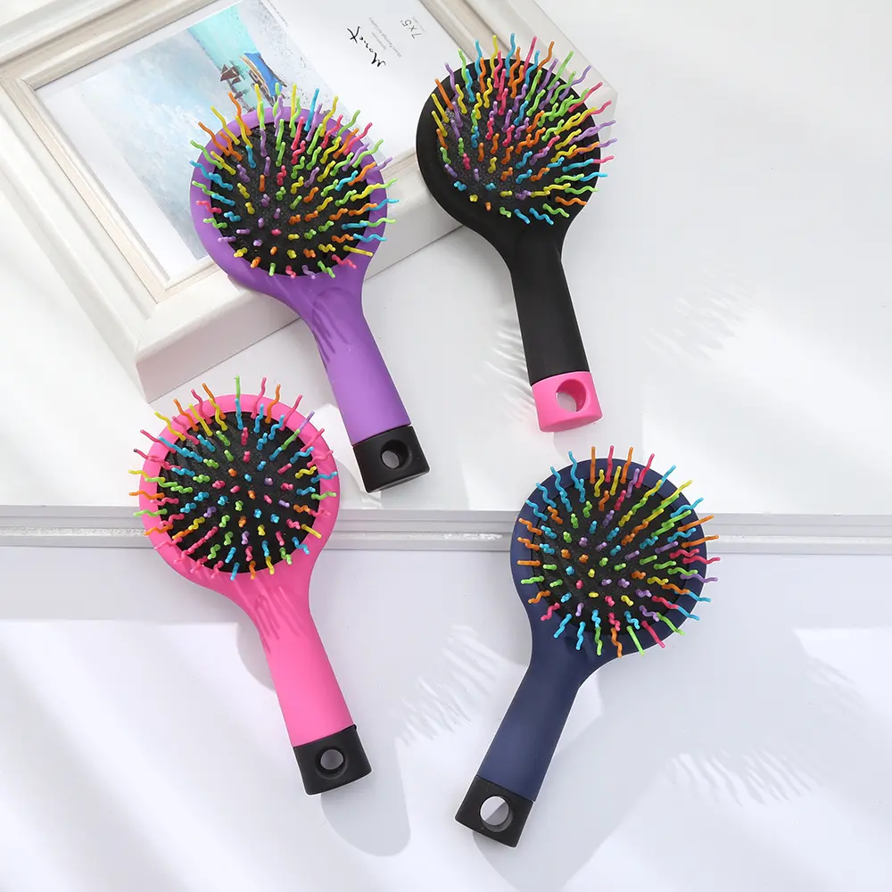 Colorful Portable Air Cushion Comb, Exquisite Compact Household Detangling Comb, Massage Hair Brush for Curly Hair, Anti‑Static & Tangle‑Free, Relieve Scalp for Fluffy Hairstyle