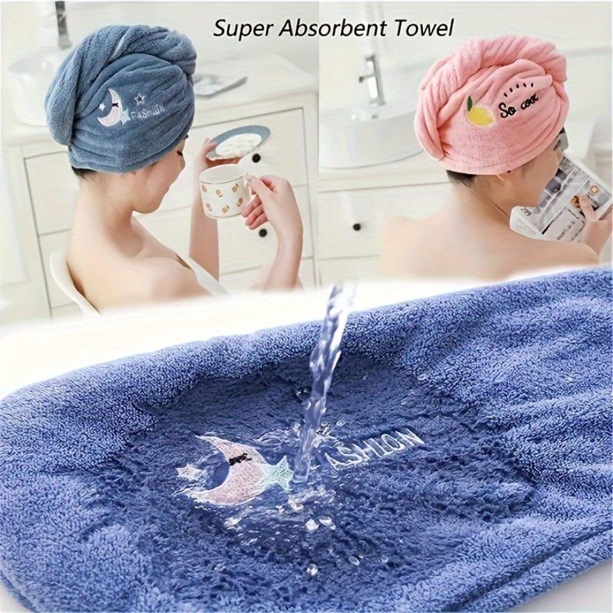 5-Pack Microfiber Hair Drying Towels, Quick-Dry Super Absorbent Hair Turban Caps with Soft Button Closure, Multiple Colors