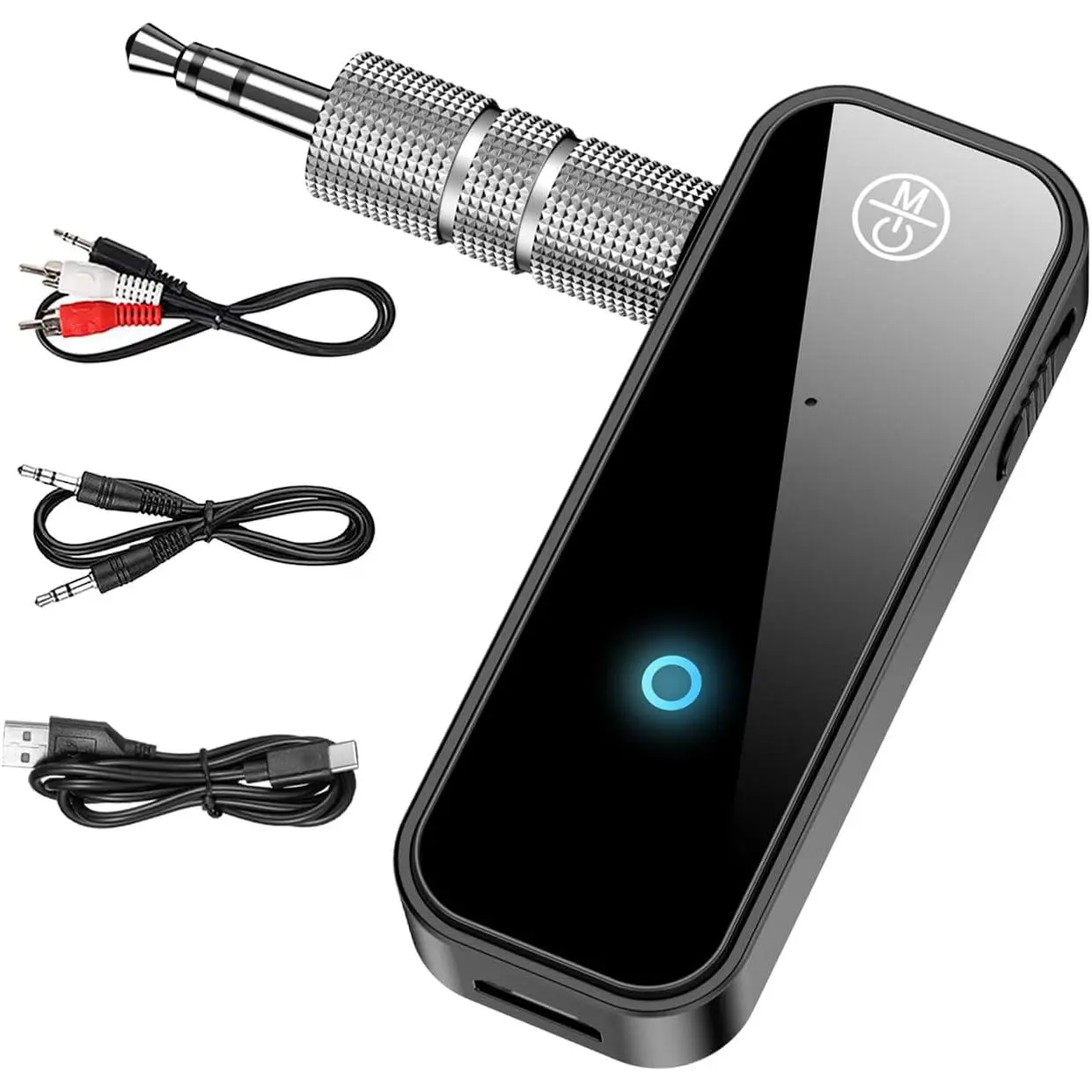 AUX Bluetooth 5.4 Adapter for Car, 2 in 1 Wireless Bluetooth Transmitter and Receiver, 3.5mm 3.5 Jack RCA Wireless Audio Adapter Dongle for PC, TV, Headphone, Car, Home Audio Speaker, with Microphone
