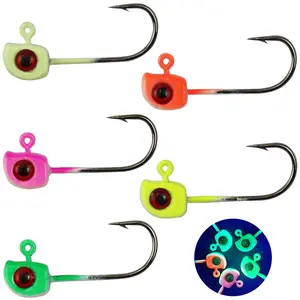50Pcs Crappie Jig Heads Fishing Hook 3D Eyes Swimbait Jig Head Bass Trout Lure 1/32 1/16 oz For Ice Fishing Fly Fishing Freshwater Saltwater