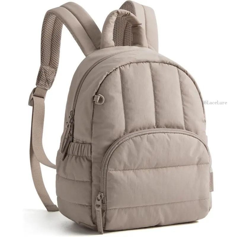 Mini Backpack for Women, Lightweight Puffer Small Backpack Purse, Quilted Casual Travel Daypack, Cute Water-Resistant Bookbag for Daily, BrownH6LaceLure