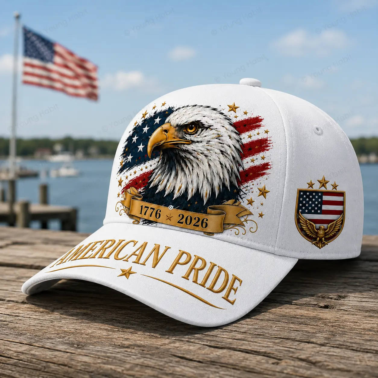 USA 250th Anniversary American Pride Baseball Cap White Eagle Flag Hat 1776-2026 Patriotic Adjustable Dad Hat Fourth of July Independence Day Freedom Embroidered Style Sun Cap Men Women USA Pride Gift Streetwear Accessory