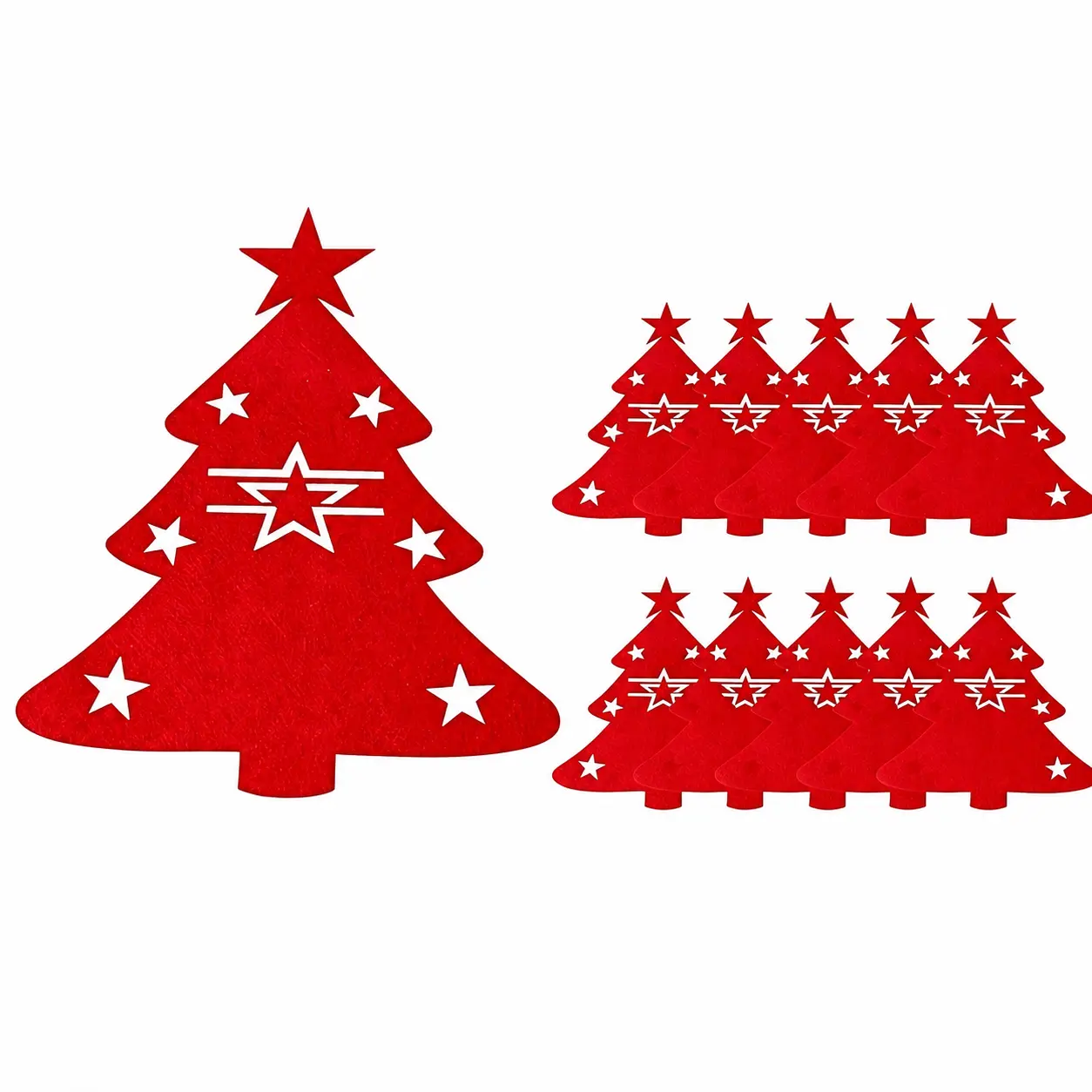 Festive Christmas Tree–Shaped Felt Placemats for Dining Tables – Reusable, Soft-Touch Knife and Fork Rests, Eco-Friendly Holiday Table Decor, Ideal for Home, Restaurant, or Party Use – Customizable in Small Batches for International Markets