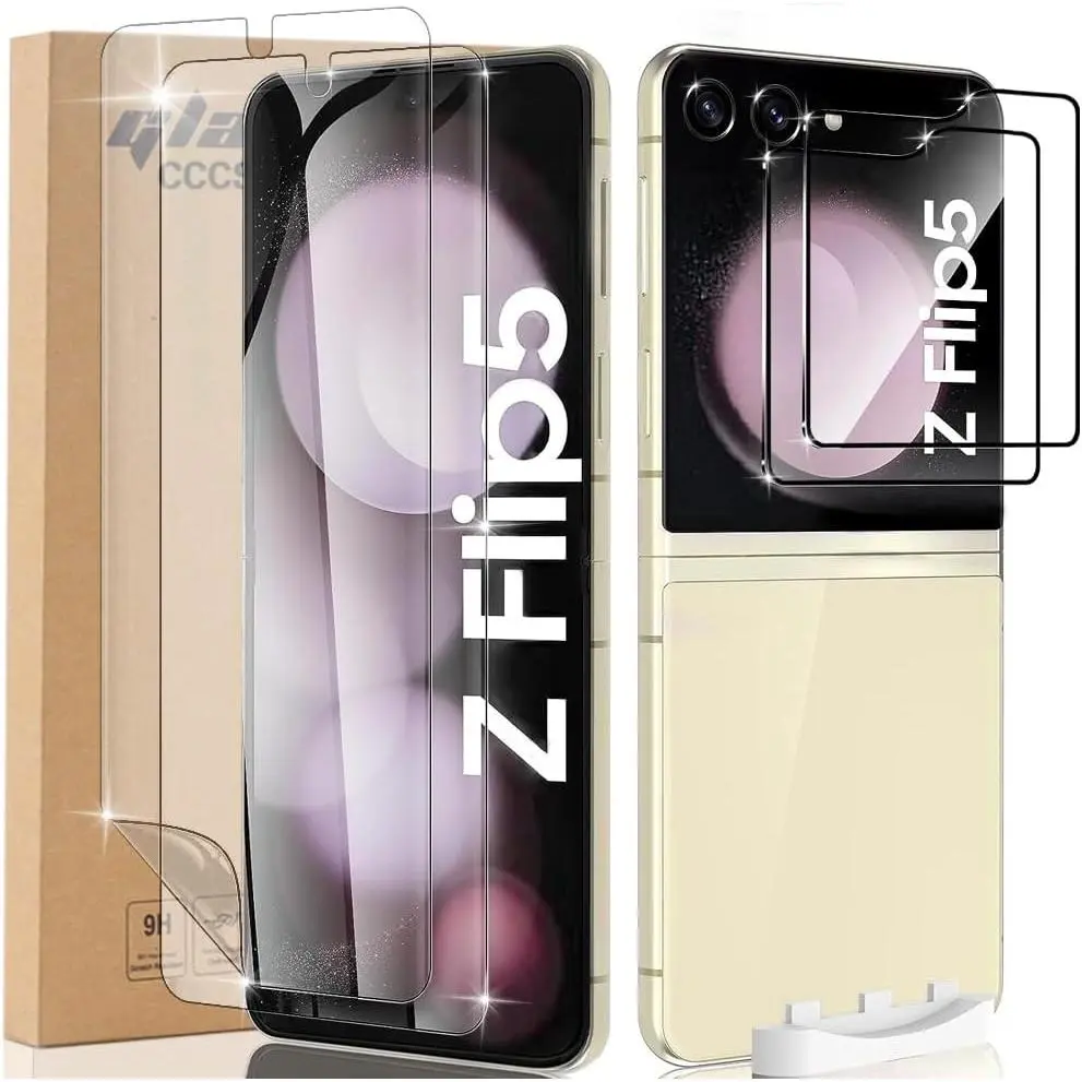 CYCFAIML[2 Pack Samsung Galaxy Z Flip 5 Screen Protector EPU Film+ 2X Flip 5 Inner Screen Flexible Film] HD Transparent High Clarity, Anti-Shatter, Bubble Free for Samsung Galaxy Z Flip 5 5G Screen