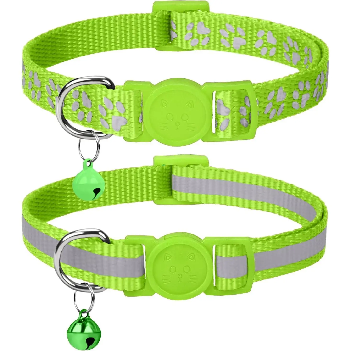 2 Pack Reflective Cat Collar Breakaway with Bell – High Visibility Night Strip, Lightweight Adjustable Nylon Collar for Kittens & Adult Cats, Fits 7.5–12.5 Inch, Quick Release Safety Buckle Pet Supplies